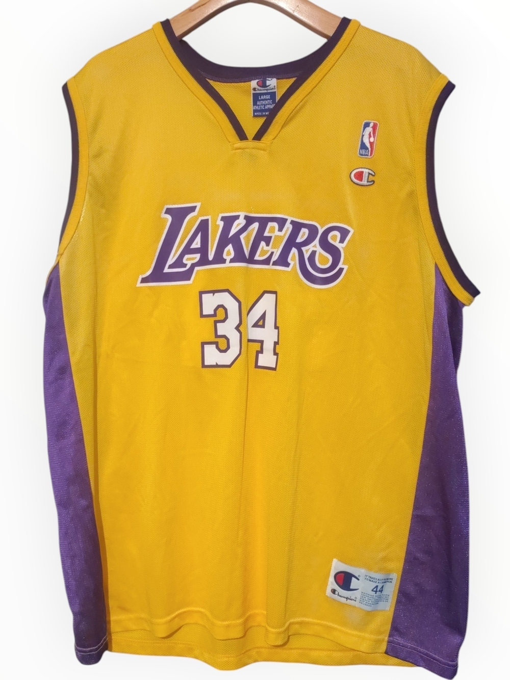 Vintage 90s Lakers Champion Jersey Size L. 34 Shaquille O'Neal